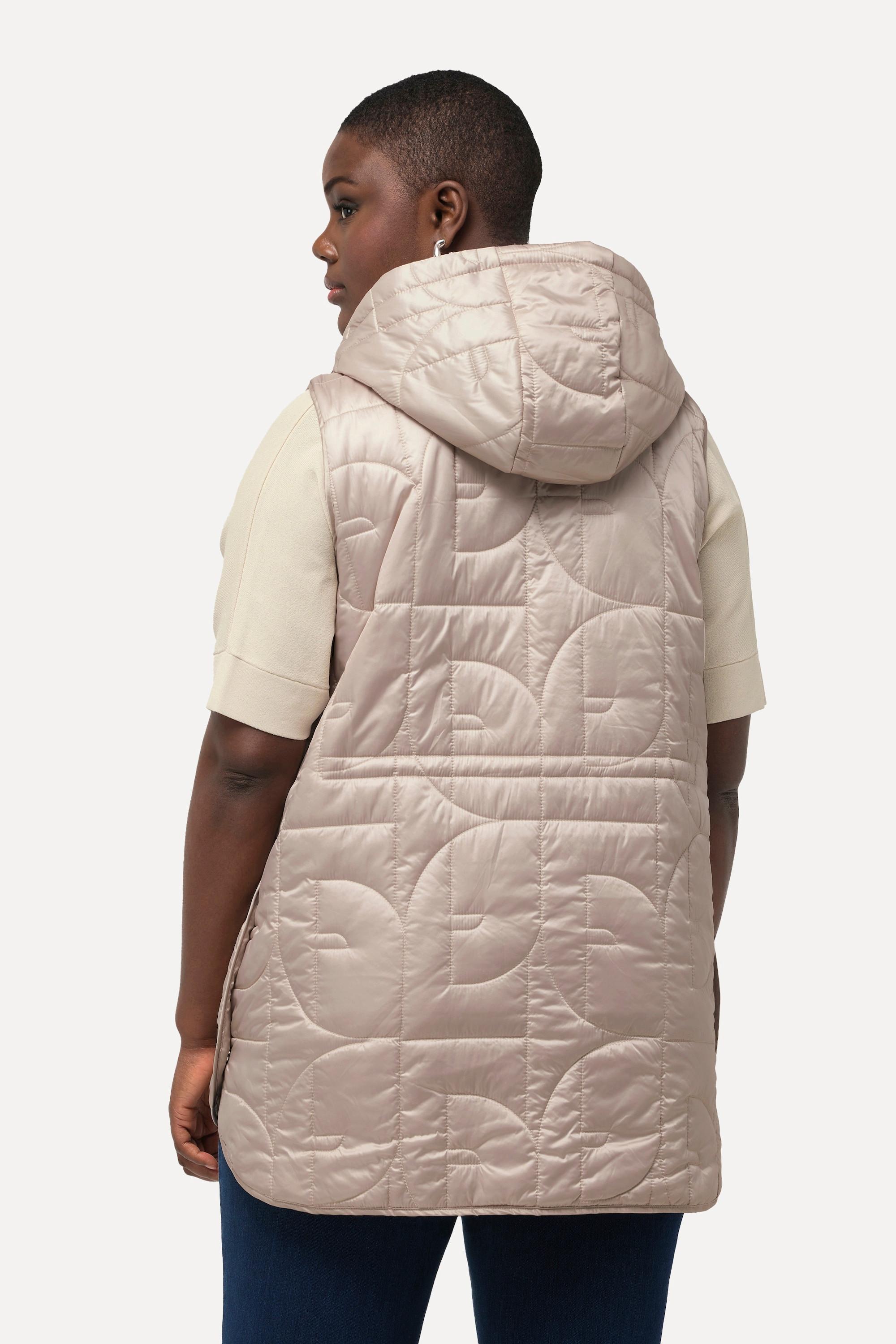 Ulla Popken Gilet trapuntato Linea A Bottoni automatici laterali Cappuccio  