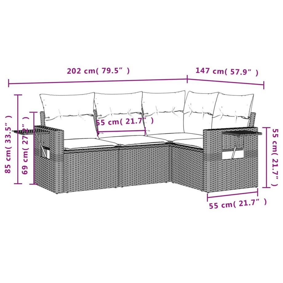 VidaXL set divano da giardino Polirattan  
