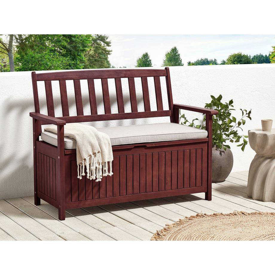 Beliani Gartenbank mit Auflage aus Akazienholz Klassisch SOVANA  