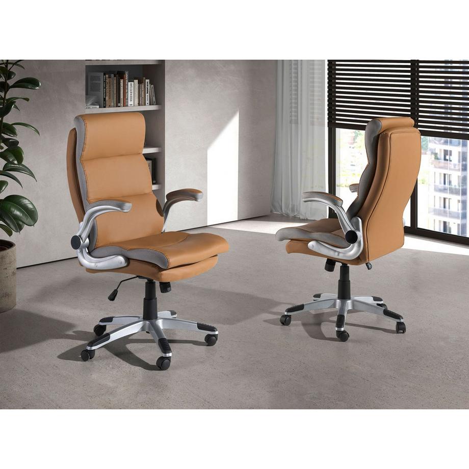 ANGEL CERDA Sedia da ufficio girevole in similpelle marrone  