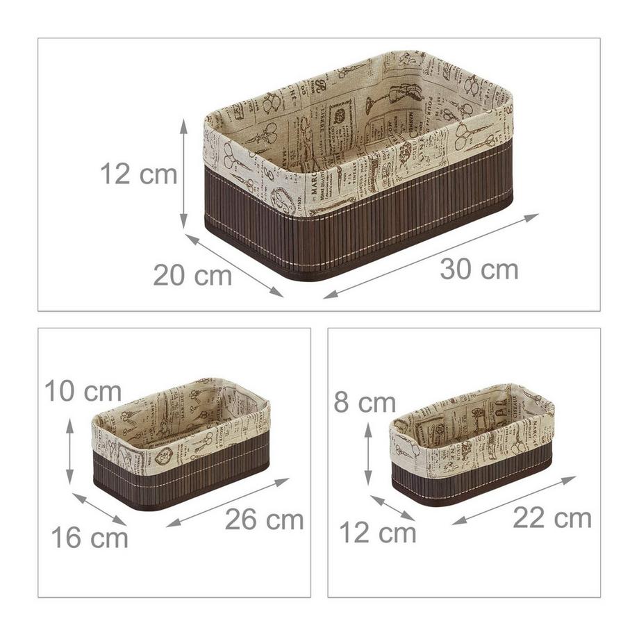 B2X Cesto portaoggetti in bambù - set da 3  