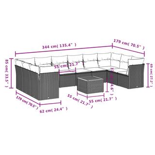 VidaXL Ensemble de canapés de jardin rotin synthétique  