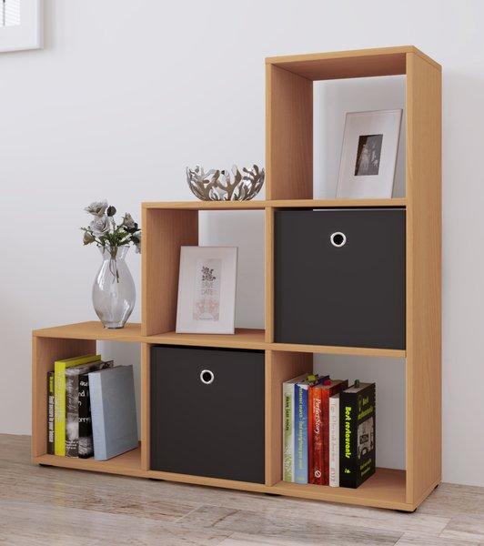 VCM Holzregal stehend | platzsparendes Regal | Maße: H. 105 x B. 108 x T. 29 cm | Elegantes Regal stehend | Aufbewahrungsregal | Bücherregal  |  