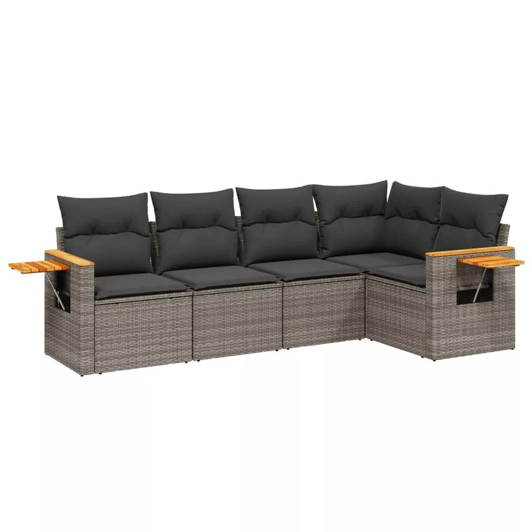 VidaXL   Salon de jardin  5 pcs gris résine tressée