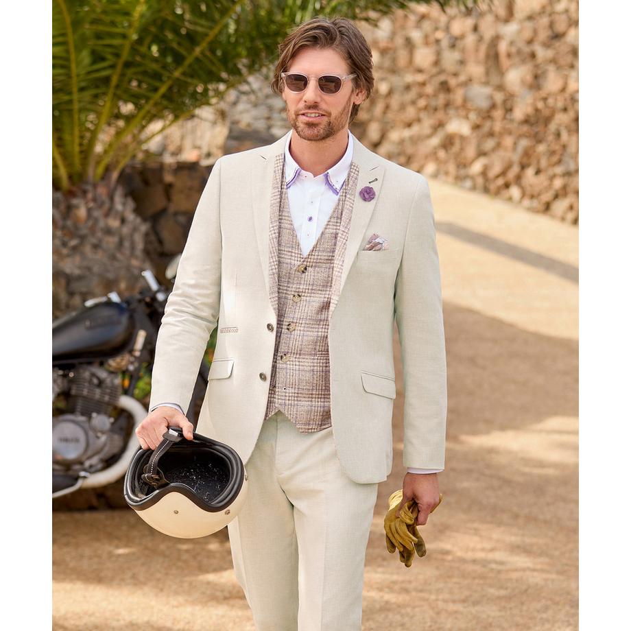 Joe Browns Blazer en Mélange de Lin avec Doublure Florale et Revers en Pointe  