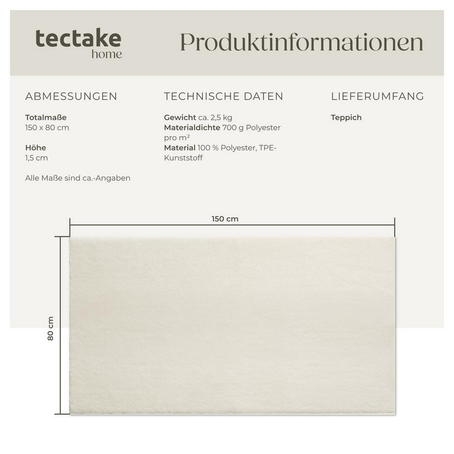 Tectake Kurzflorteppich Soft Zone verschiedene Größen und Farben flauschige Oberfläche  