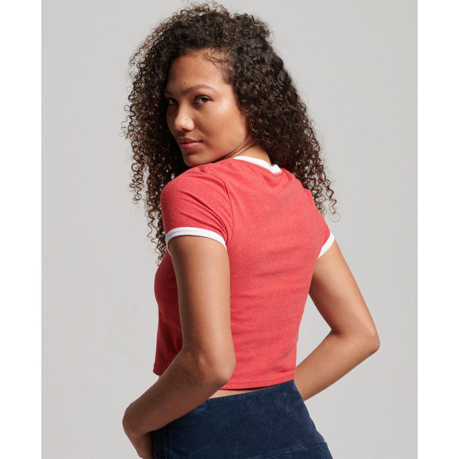 Superdry T-Shirt Court à Bords Contrastants  