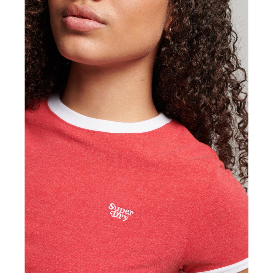 Superdry T-Shirt Court à Bords Contrastants  
