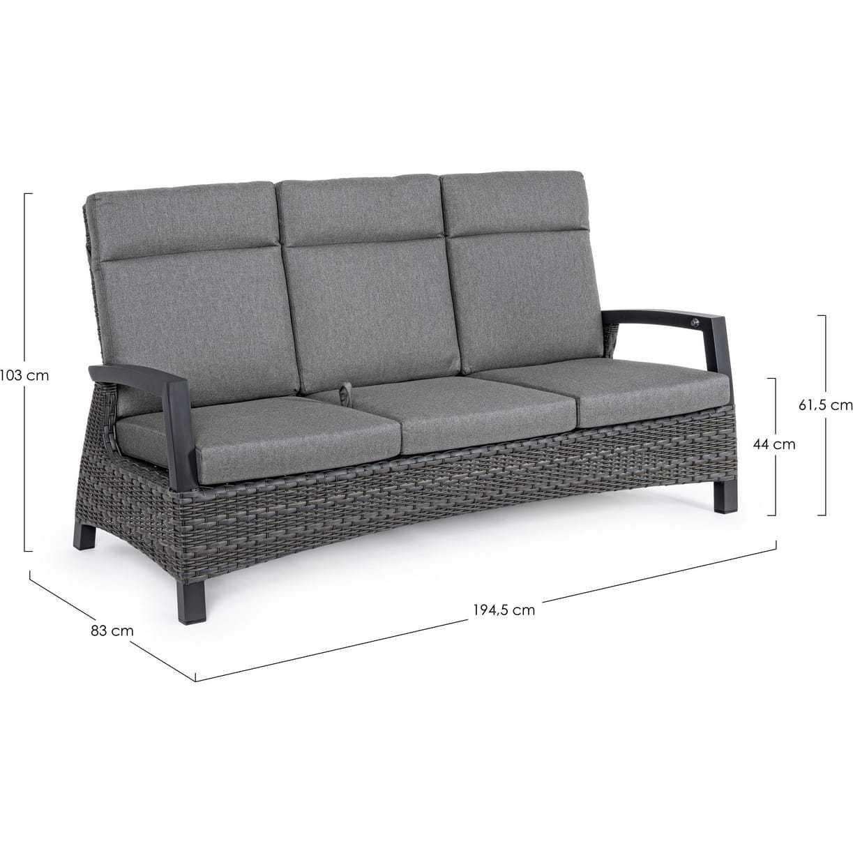 mutoni Garten Liegesofa Britton 3-Sitzer anthrazit  