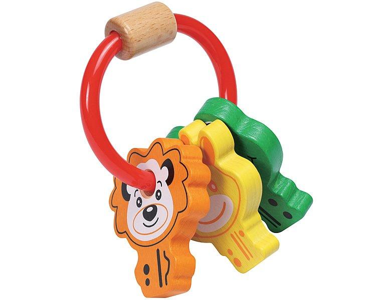 Spielba Holzspielwaren  Kleinkind Greifling mit Tier-Schlüssel 
