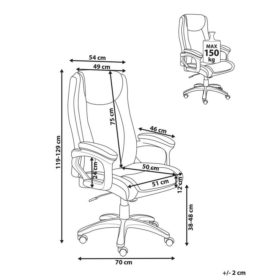 Beliani Fauteuil de bureau en Cuir PU  GRACEFUL  