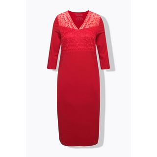 Ulla Popken Camicia da notte Inserto pizzo Scollo V Maniche 3/4  