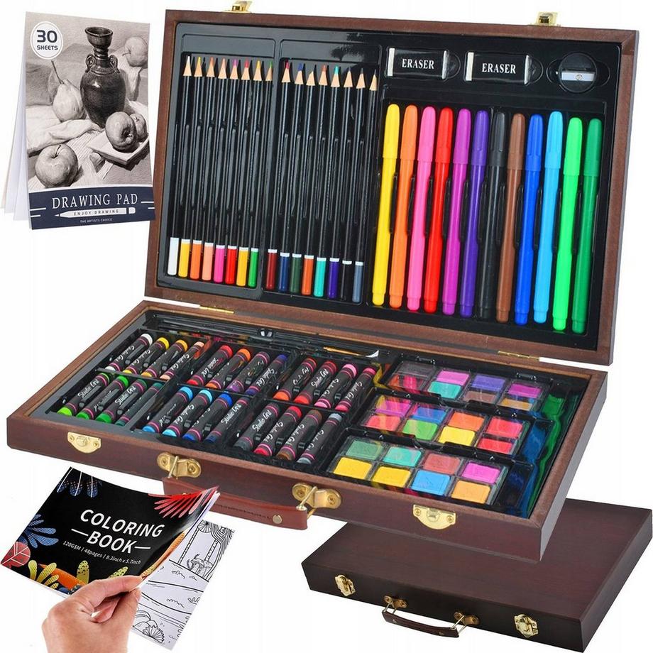 Northio  Coffret de peinture - bois - 81 pièces 