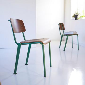 Stuhl aus Walnuss und Metall lichen Mio