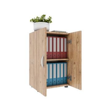 Büroschrank mit 2 Fächern | moderner Aktenschrank mit Drehtüren | Maße ca. H. 74 x B. 49 x T. 34 cm - Ulas 2-Fach