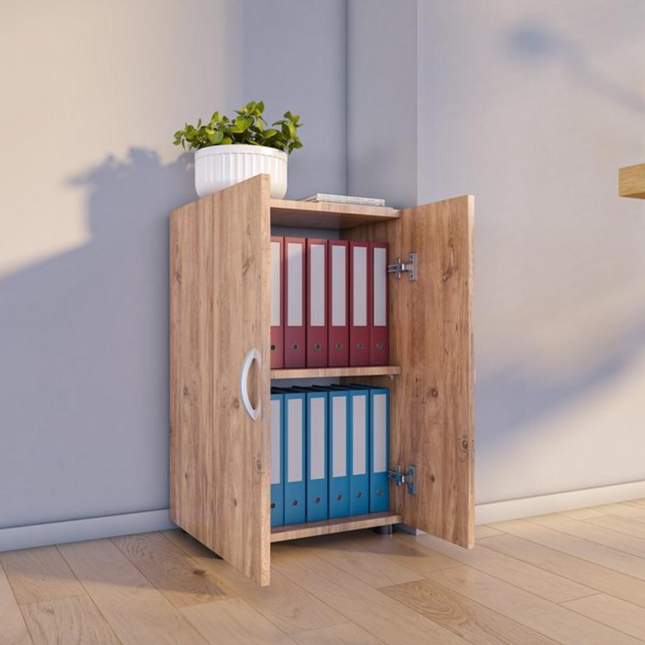 VCM Büroschrank mit 2 Fächern | moderner Aktenschrank mit Drehtüren | Maße ca. H. 74 x B. 49 x T. 34 cm - Ulas 2-Fach  