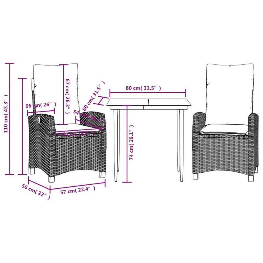 VidaXL set da pranzo da giardino Polirattan  