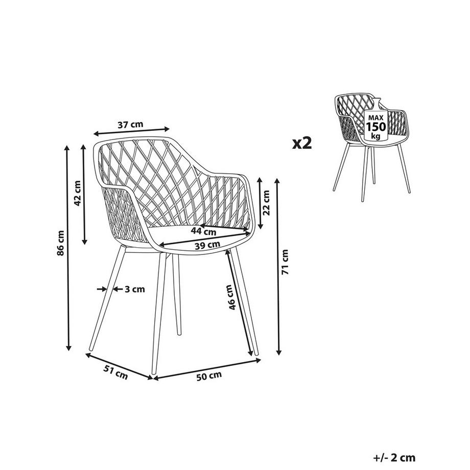 Beliani Lot de 2 chaises de salle à manger en Matière synthétique Moderne NASHUA  