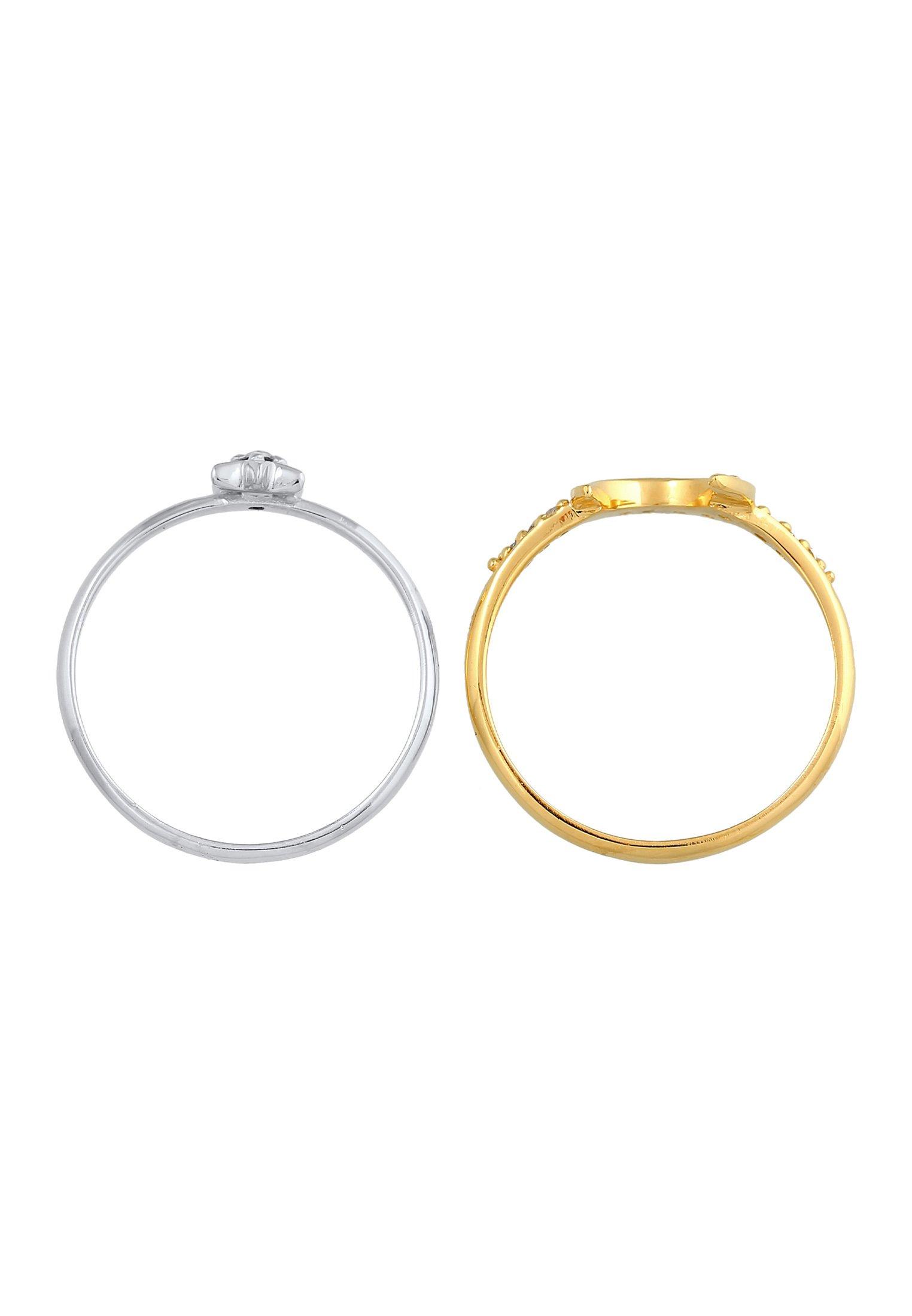 Elli  Ring Stern Mond Zirkonia Stapelring 2Er Set 