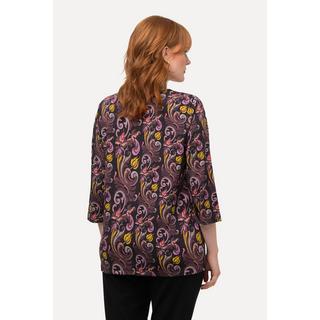 Ulla Popken  Shirt, Paisleymuster, V-Ausschnitt, 3/4-Arm 