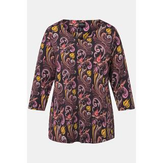 Ulla Popken  Shirt, Paisleymuster, V-Ausschnitt, 3/4-Arm 