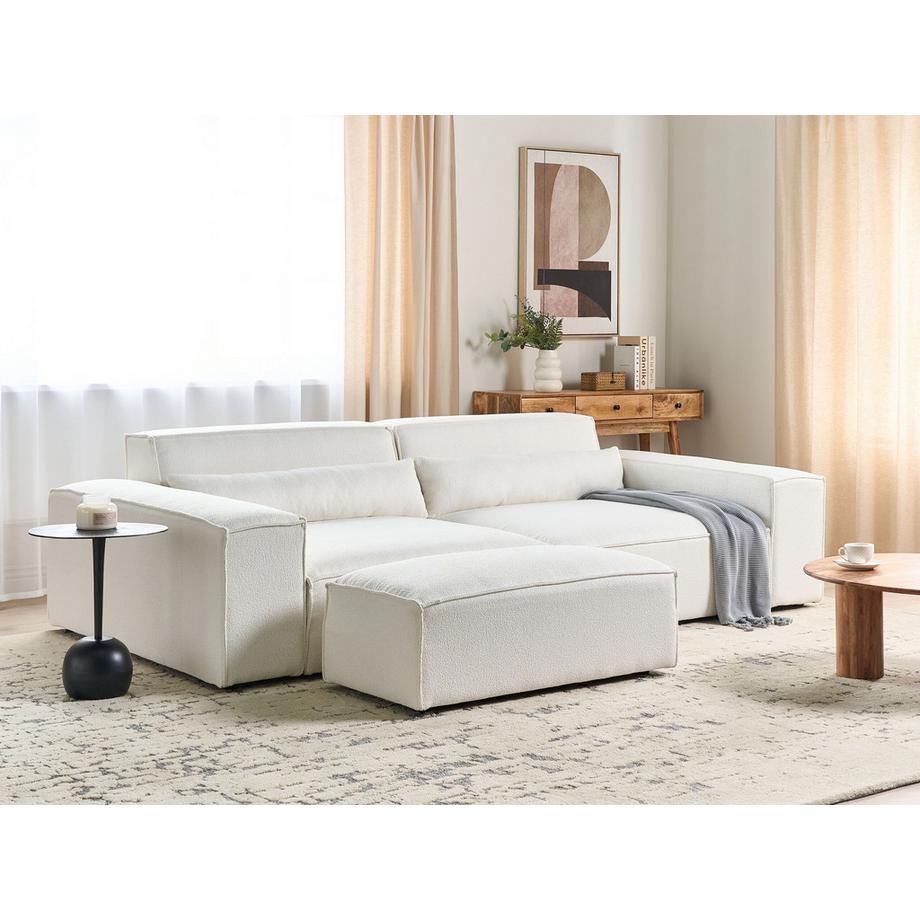 Beliani Canapé avec pouf en Bouclé  HELLNAR  