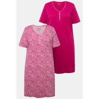 Ulla Popken  Bigshirt, 2er-Pack, Zierkanten, Halbarm 