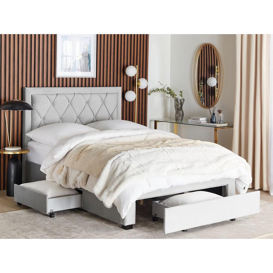 Beliani Letto contenitore en Velluto Glamour LIEVIN  