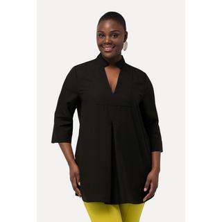 Ulla Popken Tunica Lunga Inserto Collo Alto Scollo a V Maniche 3/4  