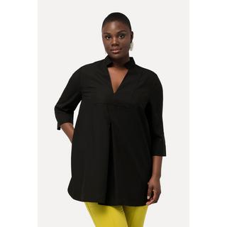 Ulla Popken Tunica Lunga Inserto Collo Alto Scollo a V Maniche 3/4  