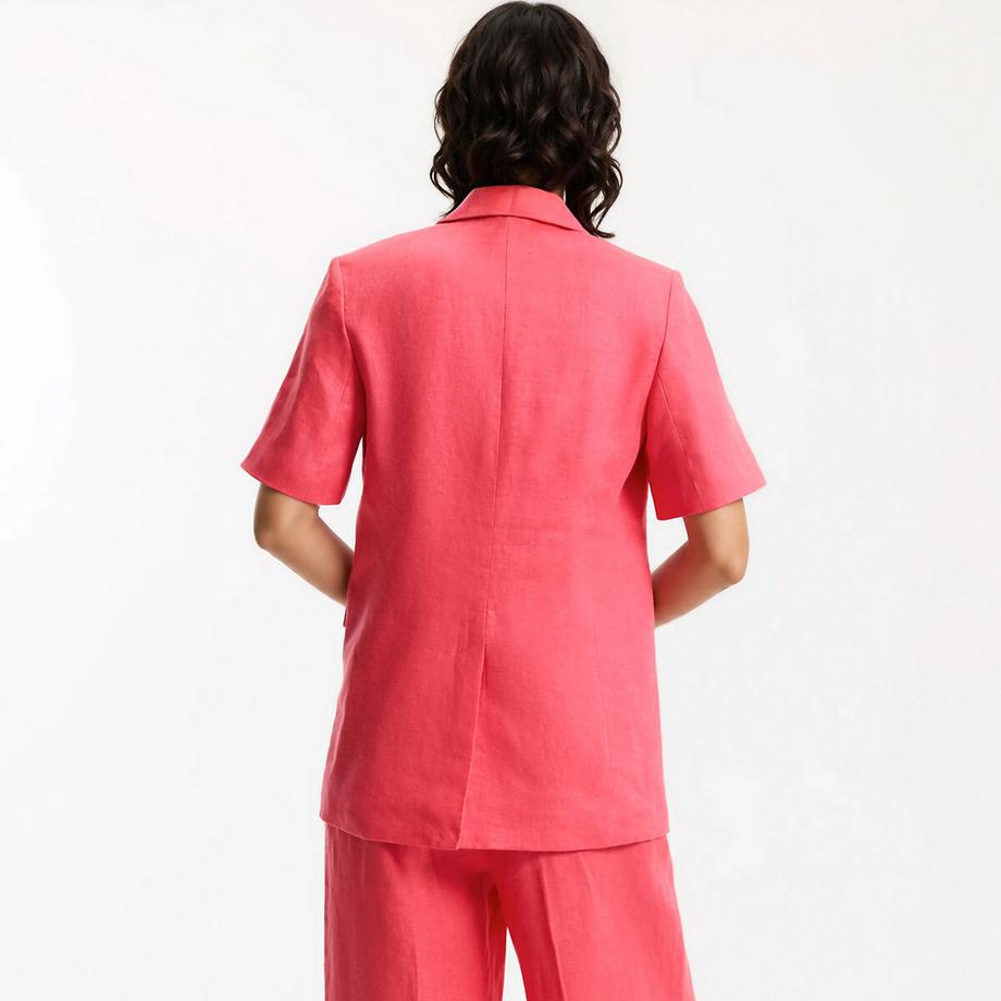 La Redoute Collections Blazer Lungo Dritto Maniche Corte Lino  