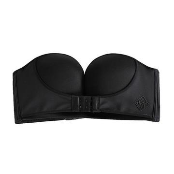 Soutien-Gorge Push-Up Sans Bretelles, Boutonnage Avant Supplémentaire, Noir - 70C