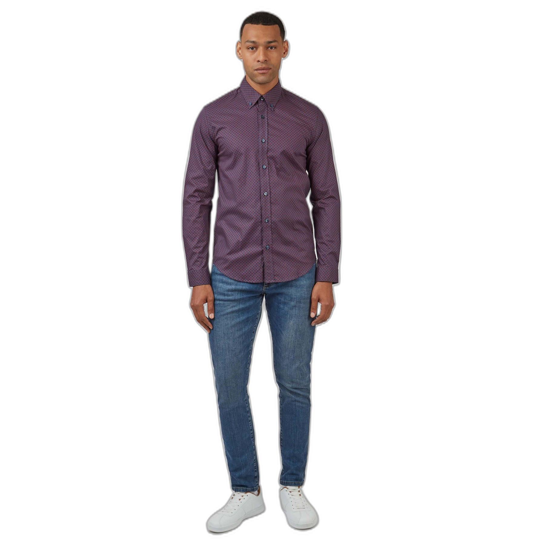 BEN SHERMAN Camicia Micro Geo Print Maniche Lunghe  