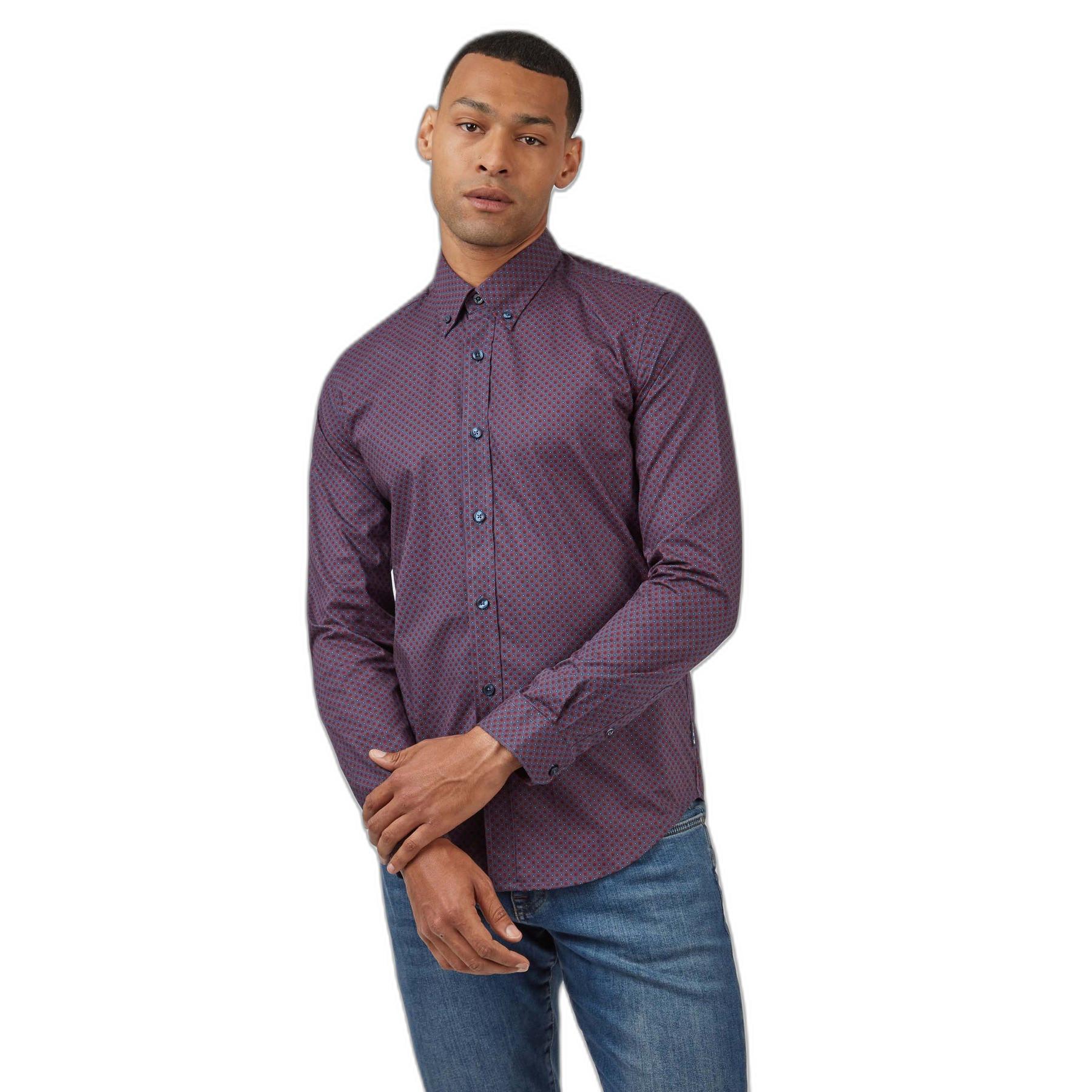 BEN SHERMAN Camicia Micro Geo Print Maniche Lunghe  