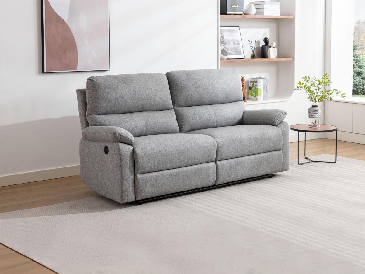 Vente-unique Relaxsofa elektrisch 3-Sitzer - Stoff - hellgrau - LUNANO  