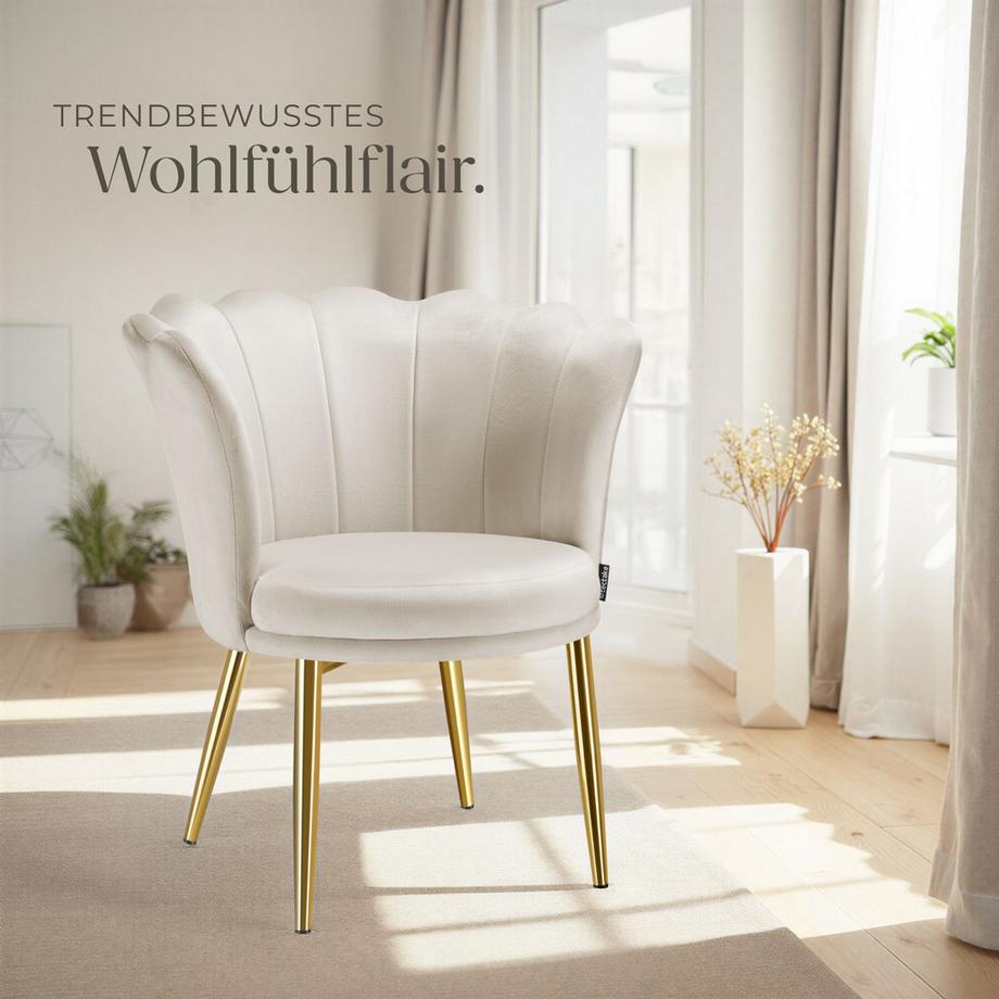 Tectake Fauteuil STELLA dossier en forme de fleur  