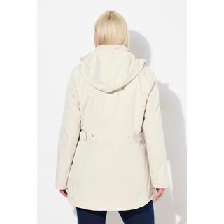 Ulla Popken  Veste longue Softshell à capuche, imperméable, fermeture à glissière à double sens 