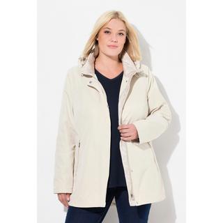 Ulla Popken  Veste longue Softshell à capuche, imperméable, fermeture à glissière à double sens 