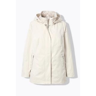 Ulla Popken  Veste longue Softshell à capuche, imperméable, fermeture à glissière à double sens 