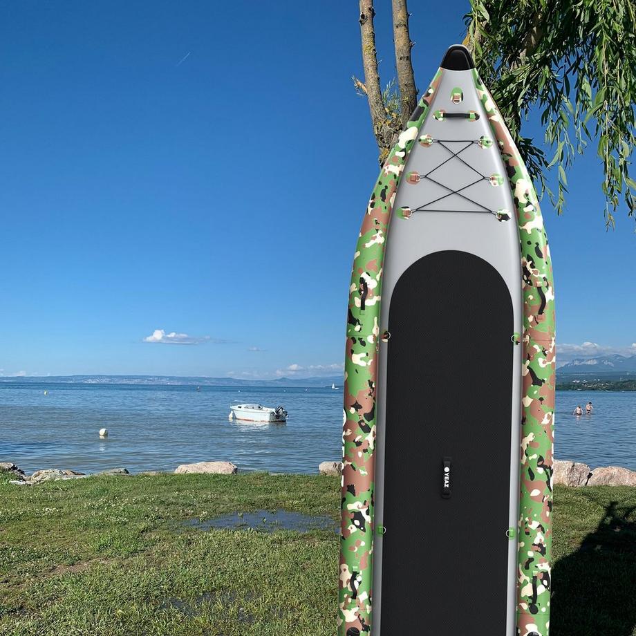YEAZ  KAHANU Multifunzionale SUP Camouflage SUP, kayak gonfiabile incl. pagaia, borsa di trasporto + pompa 