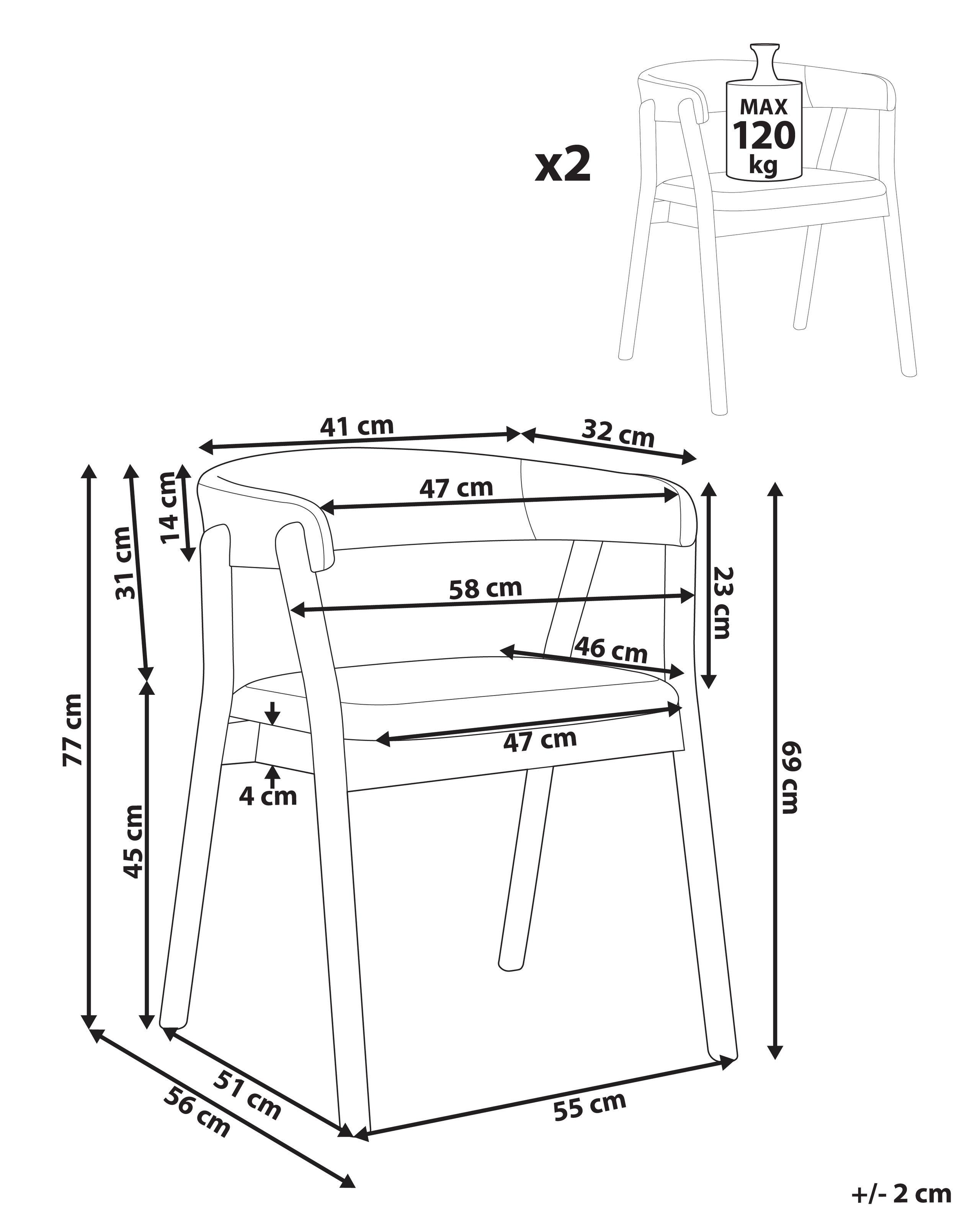 Beliani Lot de 2 chaises de salle à manger en Polyester Minimaliste MYLO  