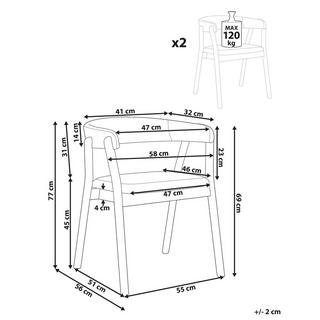 Beliani Lot de 2 chaises de salle à manger en Polyester Minimaliste MYLO  