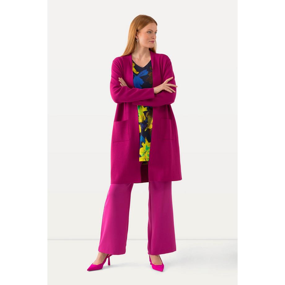 Ulla Popken Cardigan lungo aperto in maglia fine  