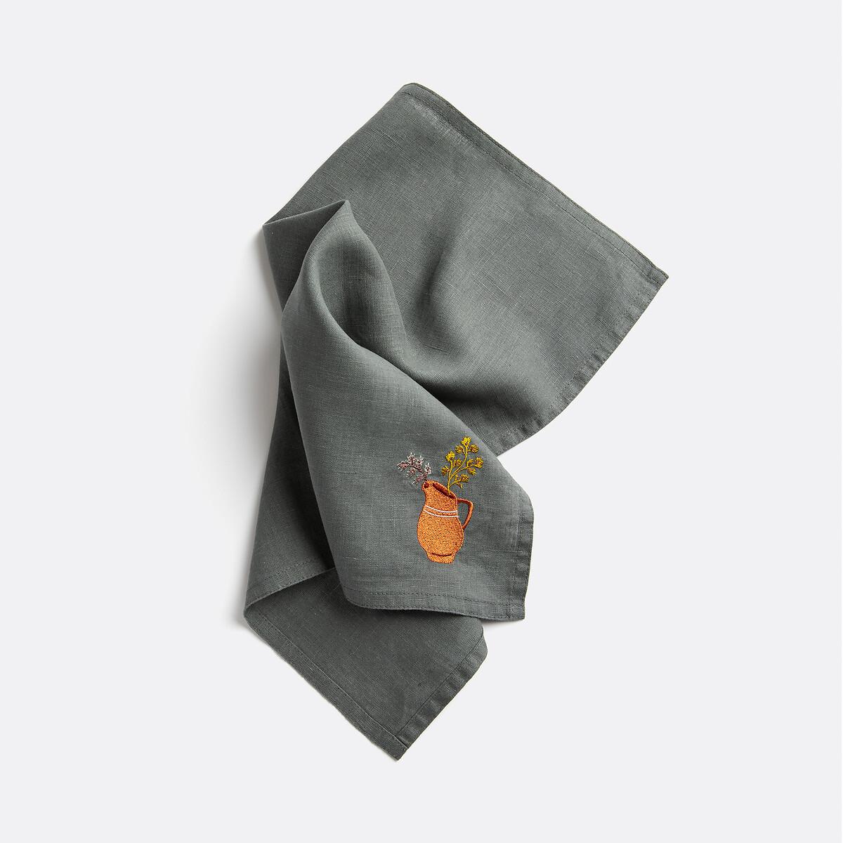 La Redoute Intérieurs 2er Set bestickte Servietten Lison aus gewaschenem Leinen  