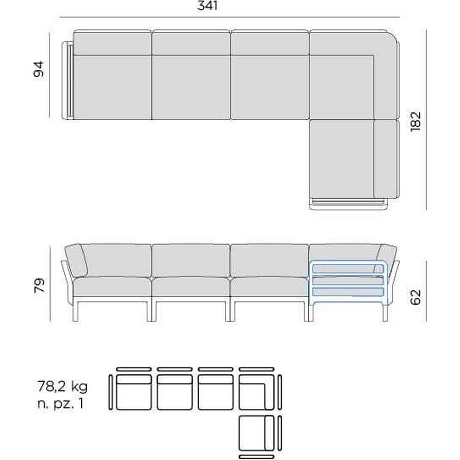 NARDI outdoor Gartenlounge Maximo weissgrau (5-tlg)  