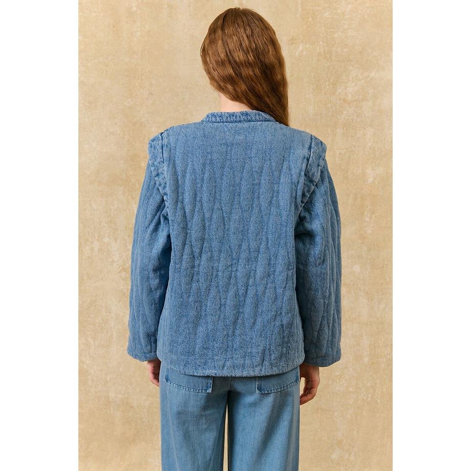 Louise-Misha Veste en Denim Brodé Col Rond  