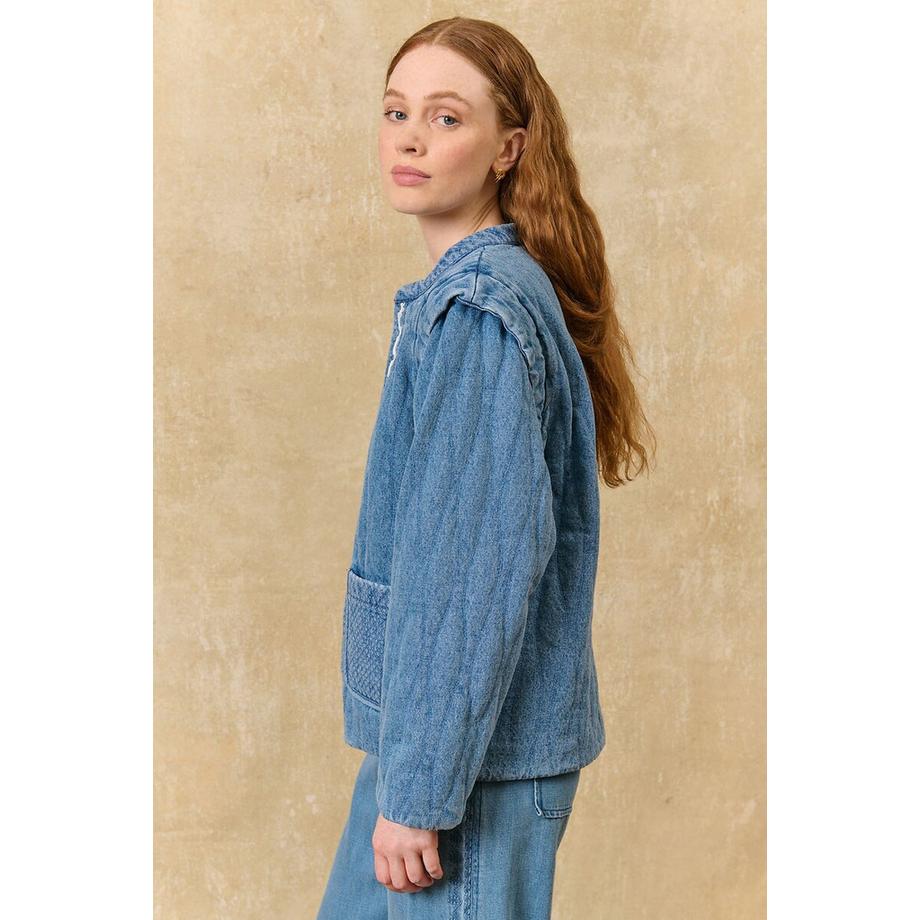 Louise-Misha Veste en Denim Brodé Col Rond  
