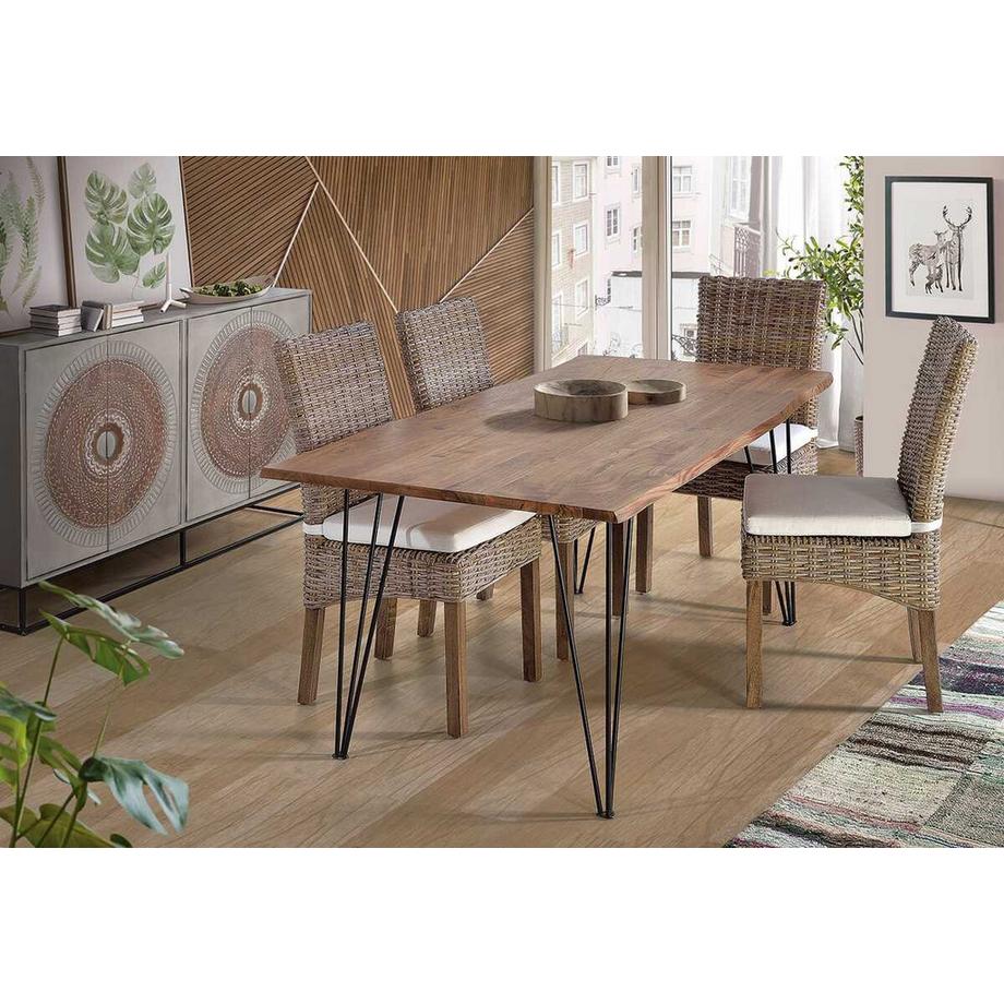mutoni Table en bois massif Lina acacia 200x100  