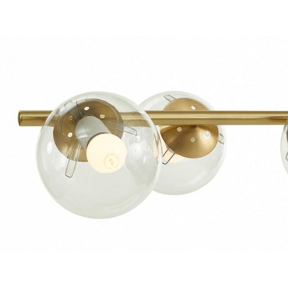 Vente-unique Lustre en laiton brossé - 6 globes en verre - L. 98 cm - Doré - YUKON  