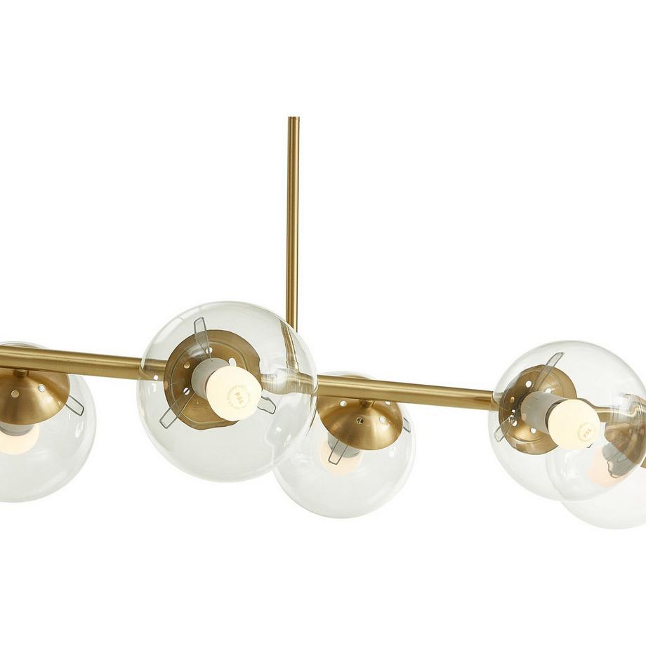 Vente-unique Lustre en laiton brossé - 6 globes en verre - L. 98 cm - Doré - YUKON  